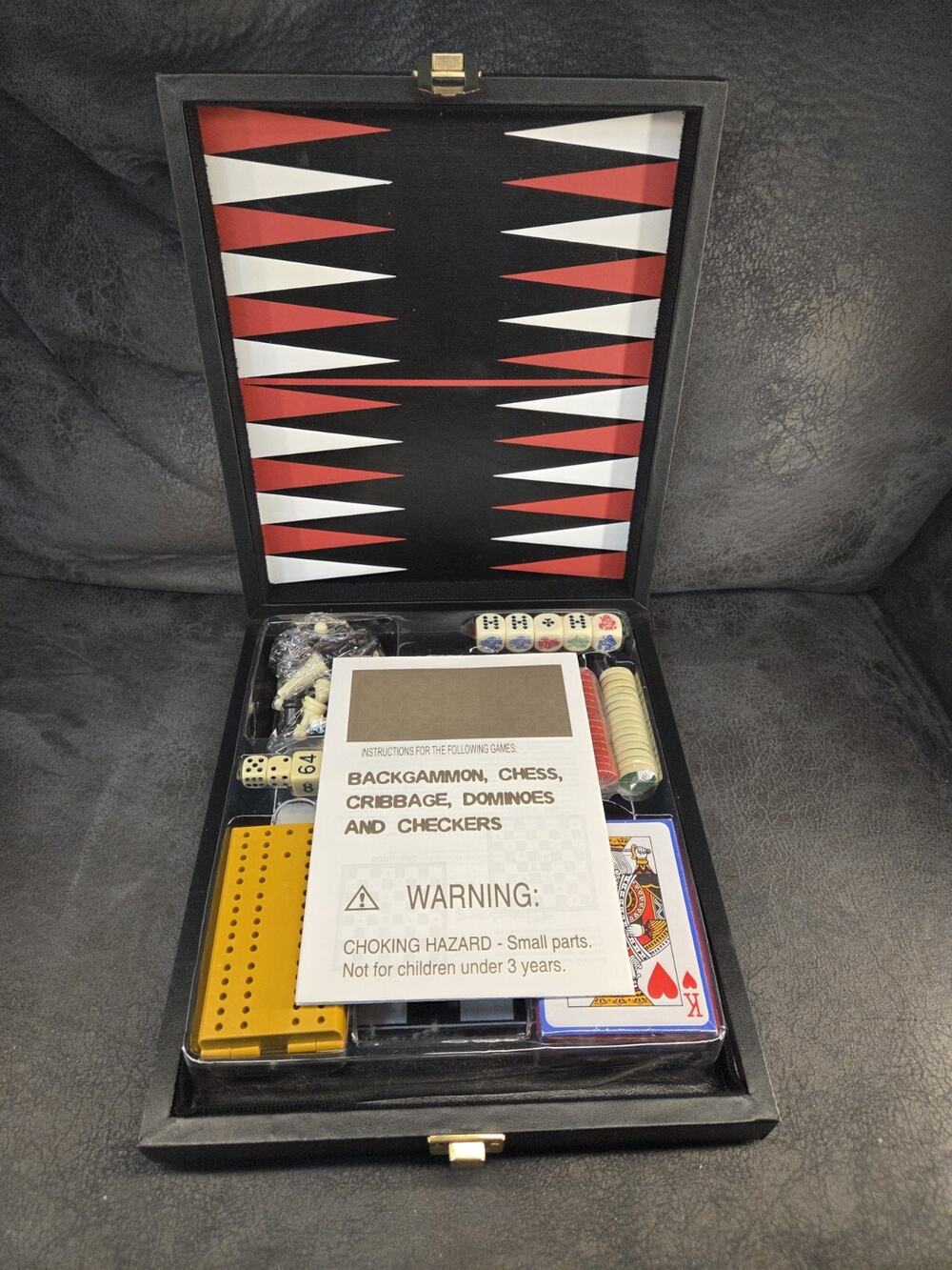 7-in-1 Executive Game Set: Chess, Backgammon, Cribbage, Dominoes & Cards -...